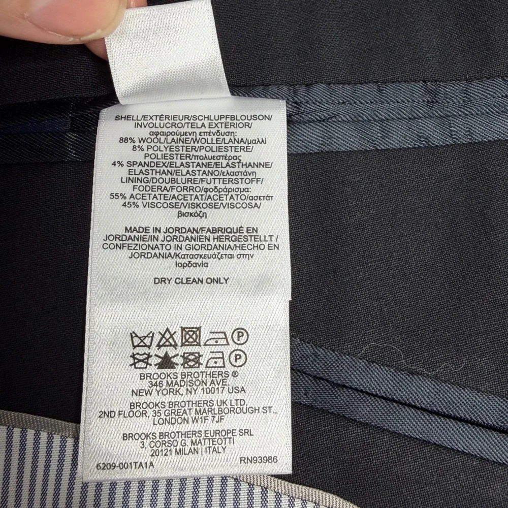 Brooks Brothers Explorer Madison Fit Black Wool Blend 2-Button Blazer 40R